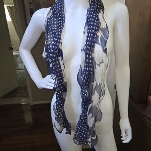 Chic Floral Navy and White Scarf